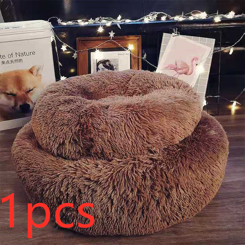 Round Plush Cat & Dog Bed