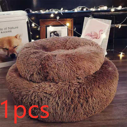 Round Plush Cat & Dog Bed