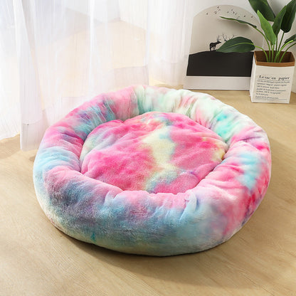 Round Plush Cat & Dog Bed