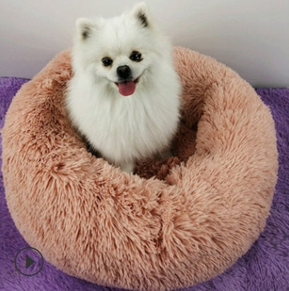 Round Plush Cat & Dog Bed