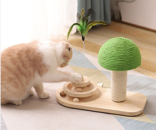 Cat Scratching Post Toy with Double Sisal Balls
