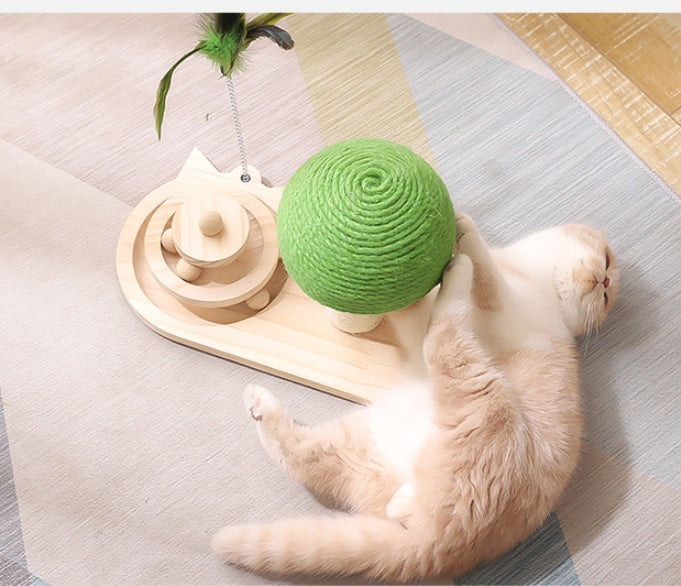 Cat Scratching Post Toy with Double Sisal Balls