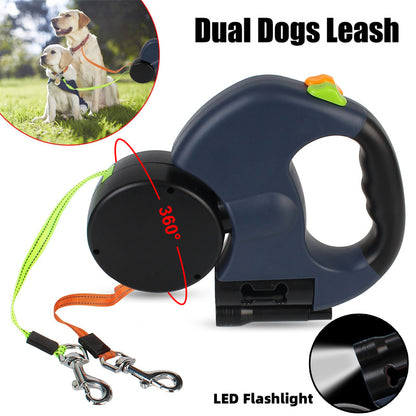 360° Dual Dog Leash with LED Light